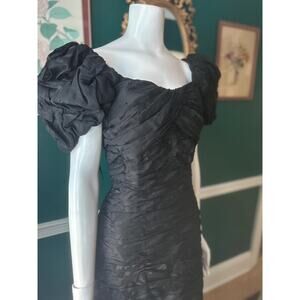 1980s Vintage Raul Blanco 100% Silk Black Formal Cocktail Dress